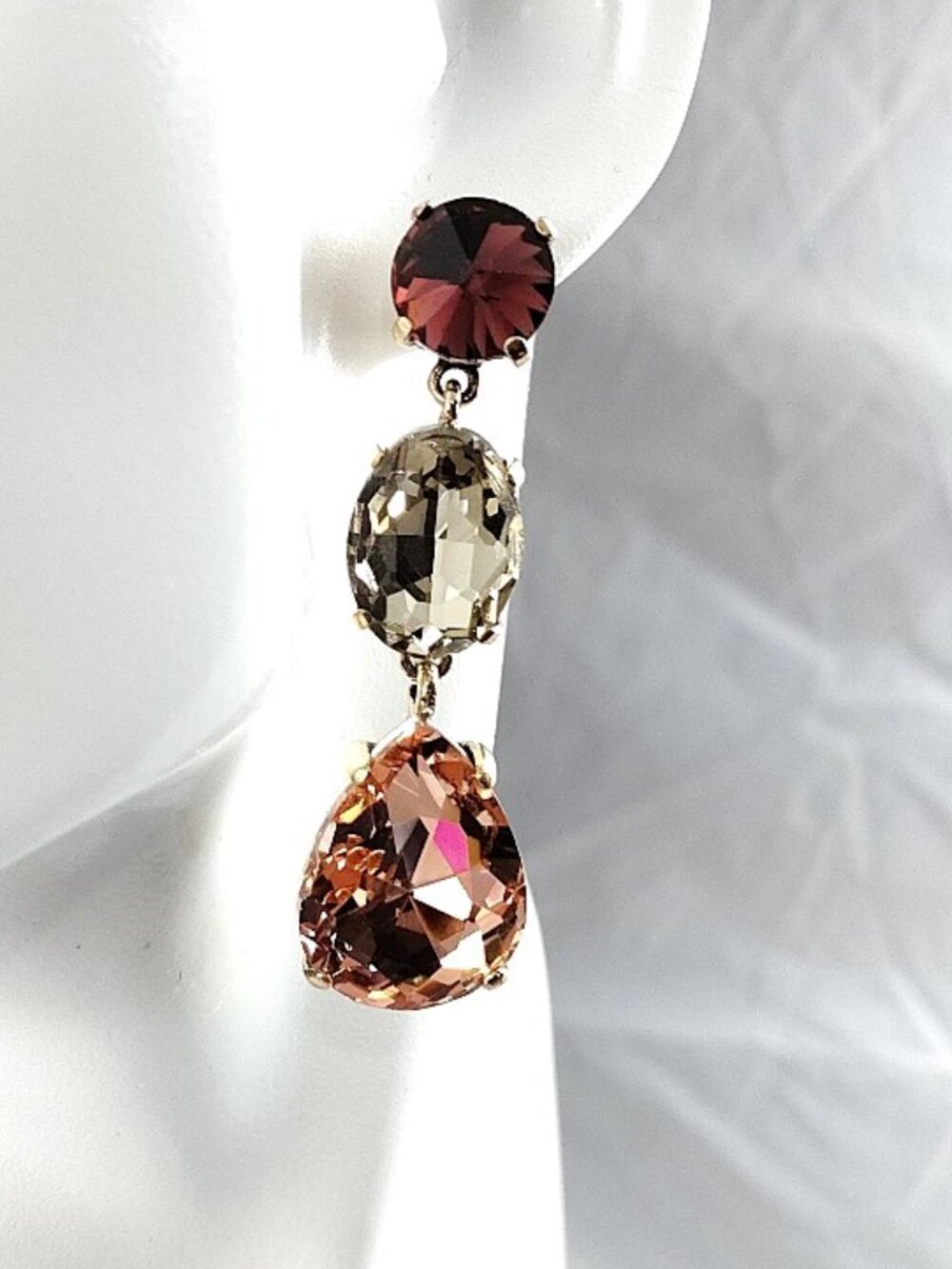 NWOT Burgundy, Champagne and Peach Dangle Earrings